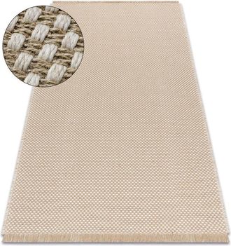 RugsX Rugsx - Alfombra Jute 3731 Crema / Beige - Yute, Tejido Plano, Flecos Beige 140x190 Cm