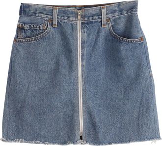 Re/Done Re/done x Levis Zip Up Mini Skirt in Blue Cotton