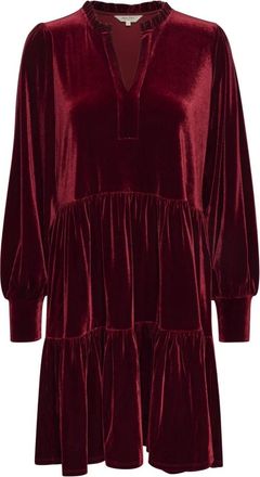 Part Two Donkerrode fluwelen jurk - Dames - Korte kleedjes - Rood - M - Polyester - Kleedjes