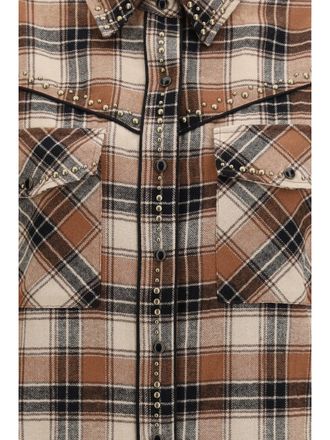 P.A.R.O.S.H. Womens Cowboy Shirt Brown Print Cotton