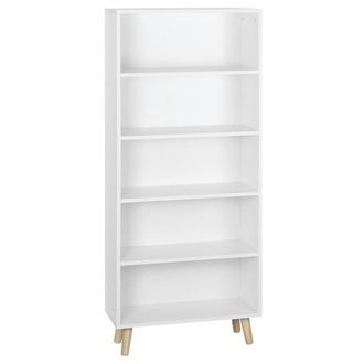 Woltu Woltu - Libreria Moderna Cemento 5 Ripiani Soggiorno Ufficio Autoportante Bianco
