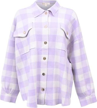 Maje Michael checkered flap-pocket shirt jacket - Purple