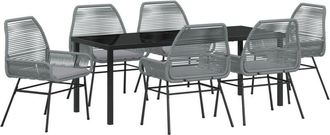 vidaXL vidaXL Garden Dining Set 7 pcs Grey Poly Rattan