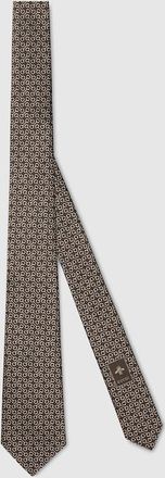 Gucci Horsebit Silk Jacquard Tie, Brown, Silk
