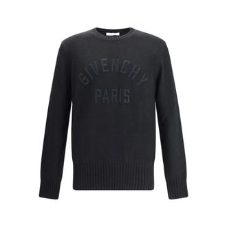Givenchy Sweatshirts, male, Black, XL, Logo Embroidered Cotton Jumper