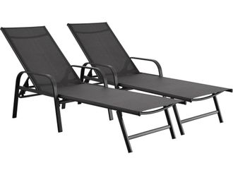 Habitat & Jardin Juego de 2 tumbonas gris 193 x 59 x 45 cm