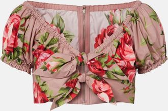 Dolce & Gabbana Top cropped in cotone con stampa