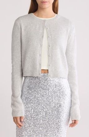 Abound Classic Crewneck Cardigan in Grey Light Heather at Nordstrom Rack, Size X-Large