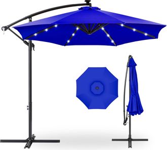 Best Choice Products 10ft Solar LED Offset Hanging Outdoor Market Patio Umbrella w/ Adjustable Tilt