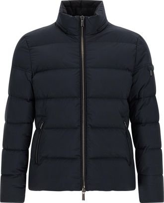 Moorer Mens Blue Wool Bomber Clothing
