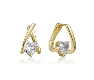 Rachel Glauber Clear Cubic Zirconia Huggie Style Earrings