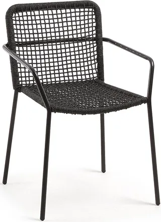 K Home Handgeflochtener, stapelbarer Gartenstuhl Boom - Schwarz