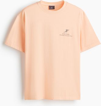 H&M Bedrucktes T-Shirt in Loose Fit - Pfirsichrosa/Echo Park