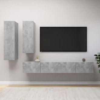 Berkfield Home 4 Piece TV Cabinet Set Concrete Grey Engineered Wood
