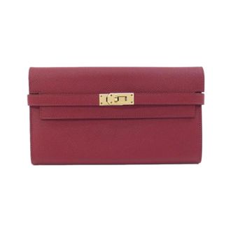 Herm&egrave;s Red Color Rouge Grenat Epsom Leather Long Wallet (Bi-Fold) (Pre-Owned)