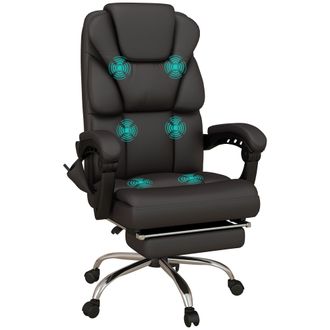 Vinsetto Vinsetto Silla De Oficina Con 6 Puntos De Masaje Silla De Escritorio Reclinable De Pu Con Control Remoto Respaldo Alto Reposapi&eacute;s 63x57x118-126 Cm