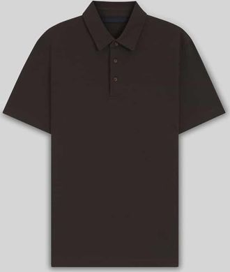 HUGO BOSS Regular Fit Poloshirt aus Baumwolle-Seiden-Mix Modell PARRIS - BECKHAM x BOSS in Dunkelbraun, Größe M