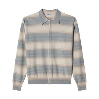 Auralee Round-neck Knitwear, male, Multicolor, Size: XS Knit Shirt Cardigan