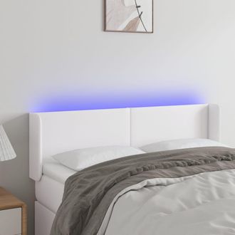 vidaXL Cabecero Con Led Cuero Sint&eacute;tico Blanco 147x16x78/88 Cm Vidaxl