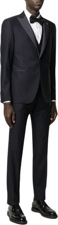 Tagliatore Single Breasted Suits, male, Blue, 2XL, Three-Piece Suit