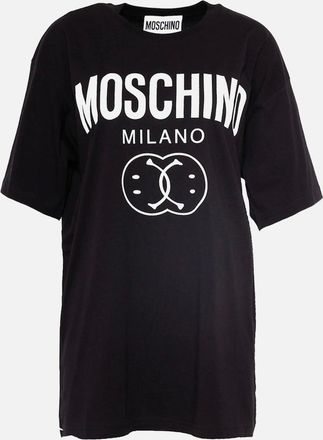 Moschino Womens Moschino Double Smiley Black Oversize T-Shirt - Size: 10/8