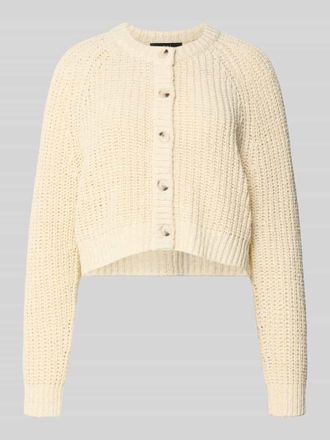 Oui Strickjacke mit Rundhalsausschnitt in Offwhite, Gr&ouml;&szlig;e 34