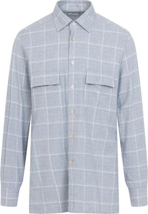 Kiton Camisa de Franela - Shirts - Hombre - Azul - 2XL