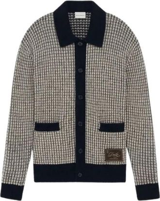 Dr&ocirc;le de Monsieur Wafel gebreide cardigan Dr&ocirc;le Patch - Heren - Vesten - Blauw - XS - Wol - Truien & Vesten