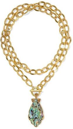 Kendra Scott Alexa Statement Womens Necklace Womens Necklace Vintage Gold Abalone Shell, Brass