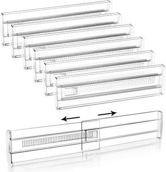 OEM Separadores De Cajones Ajustables - Juego De 6 Piezas, Separadores De Pl&aacute;stico Transparente Para Organizar El Ba&ntilde;o, La Oficina Y El Tocador
