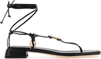 Jimmy Choo London Womens Black Nappa Leather Onyxia Thong Sandals - Size EU 36