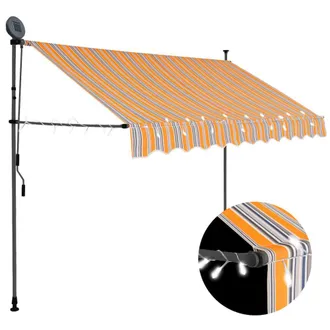 vidaXL Manual Retractable Awning with LED 98.4 Yellow and Blue