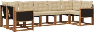 vidaXL Conjunto De Sof&aacute;s De Exterior 7 Uds. Natural Y Beige Vidaxl