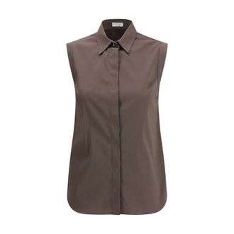 Brunello Cucinelli Dames, Blouses & Shirts, Bruin, Maat: S Katoen