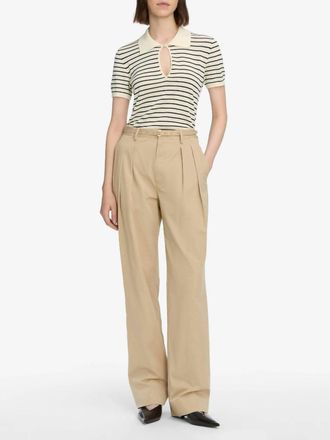 Frame Denim Womens The Keyhole Polo Shirt In Cream Multi