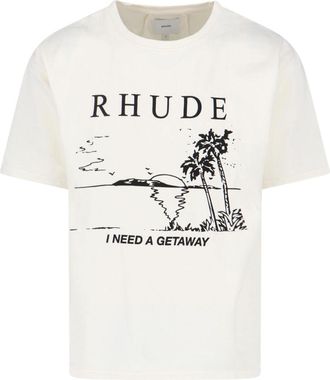 Rhude Minimalist White T-Shirt With Crew Neckline