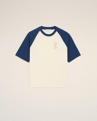 Ami Short Sleeves Boxy Fit Teeshirt With Ami de Coeur Knitted Patch