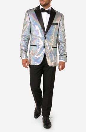OppoSuits Holographic Sequins Dinner Jacket in Silver at Nordstrom, Size 50 Regular