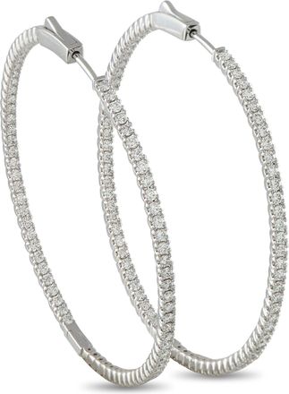 Luxury Bazaar 14K White Gold 2.35ct Diamond Inside-Out Hoop Earrings MF17-111825