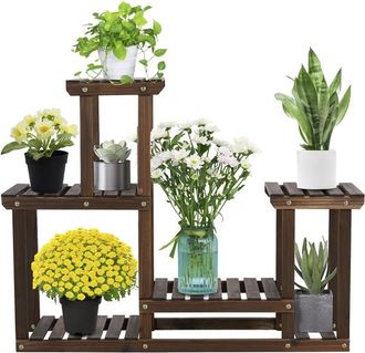 Yaheetech Yaheetech - Estanter&iacute;a Maceta Madera Soporte De Plantas Estante Decorativa Flores Para Jard&iacute;a Terraza Balc&oacute;n 4 Niveles