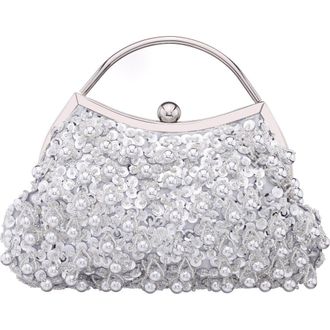 Nina Rava Embellished Clutch in Silver at Nordstrom