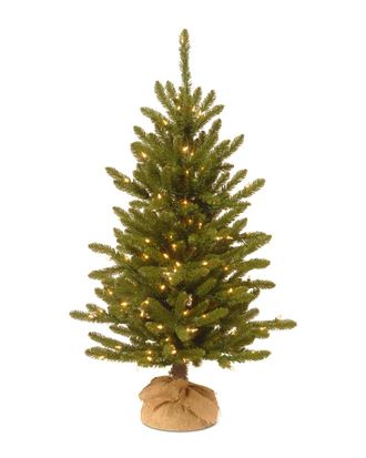National Tree Company 4Ft Kensington Burlap Tree With 150 Clear Lights