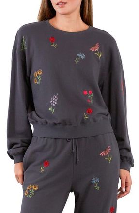 BILLY T Flower Burst Embroidered Cotton Graphic Sweatshirt in Iron Gate at Nordstrom, Size X-Small