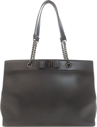 Ferragamo Black Leather Tote Bag (Pre-Owned)