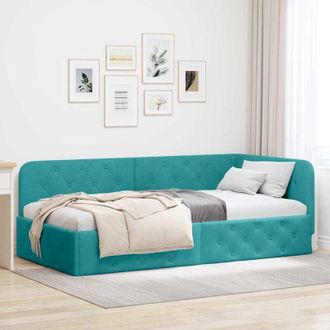 vidaXL Estructura De Cama En Esquina Crema 90 X 200 Cm Terciopelo