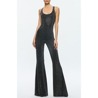 Alice & Olivia Teresa Beaded Wide Leg Jumpsuit in Black/Silver at Nordstrom Rack, Size 2
