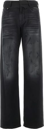 Maison Margiela Straight Jeans, female, Black, Size: W28 Long Washed Jeans