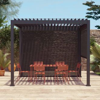 Sweeek Louvered Pergola Aluminium 3 X 3m V2 & 2 3m Blinds in Grey