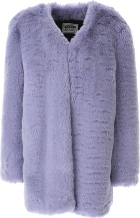 Moschino Teddy Lange Jas - Dames - Jassen - Paars - M - Polyester - Jassen