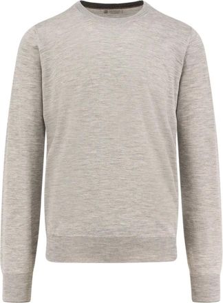 Brunello Cucinelli Maglione in cashmere e seta - - Knitwear - Uomo - Grigio - M